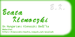 beata klenoczki business card